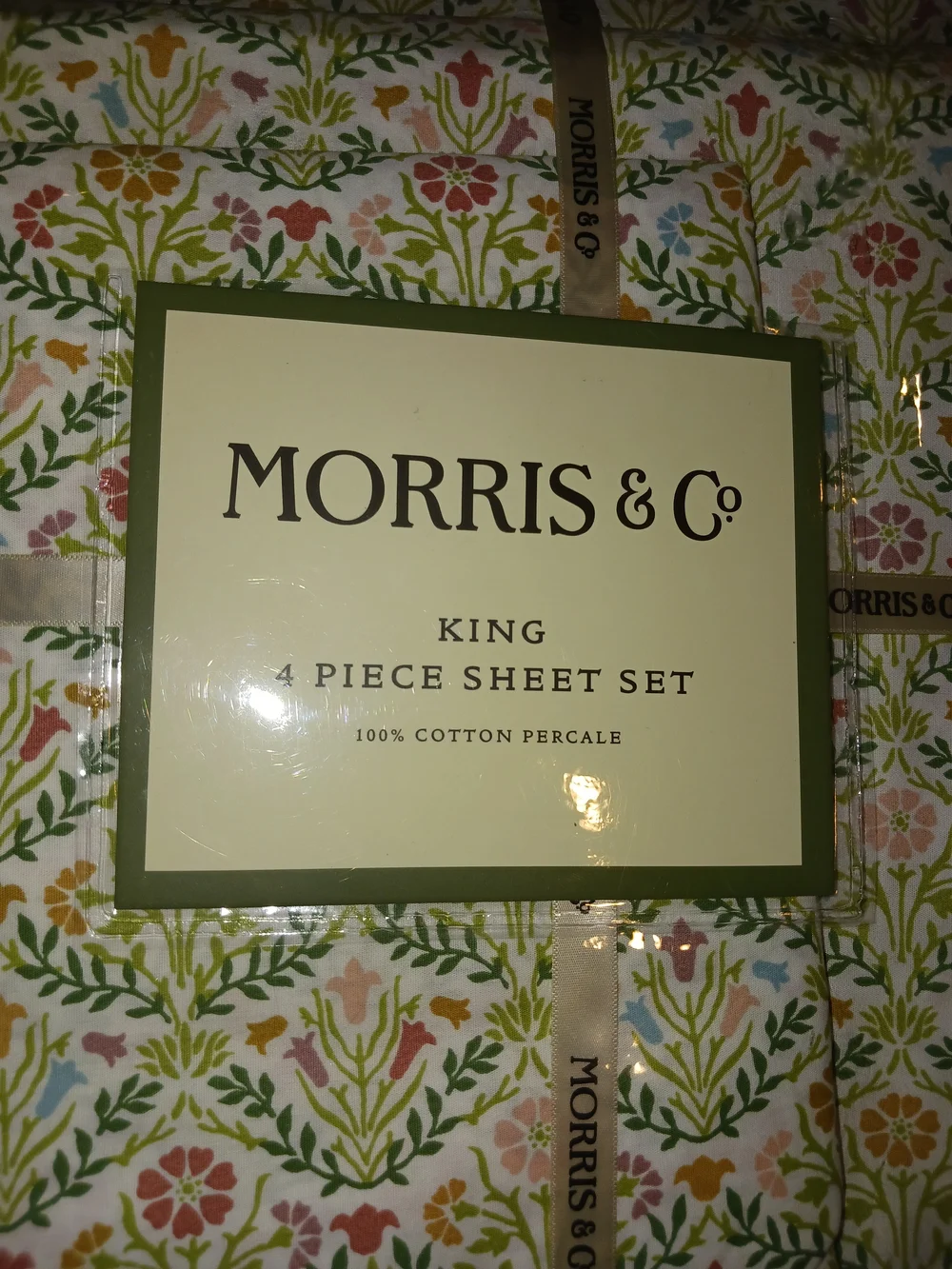 Morris & Co King 4-Piece Floral Sheet Set 100% Cotton Percale